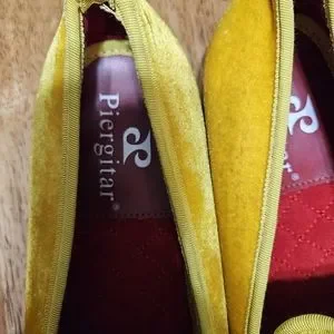 Piergitar | Shoes | Piergitar Mens Gold Velvet Flatsloafers  display picture 2